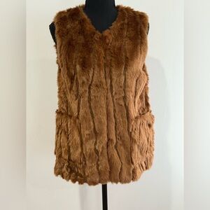 Zara Kids 13/14 Brown Faux Fur Outerwear w Pockets 825